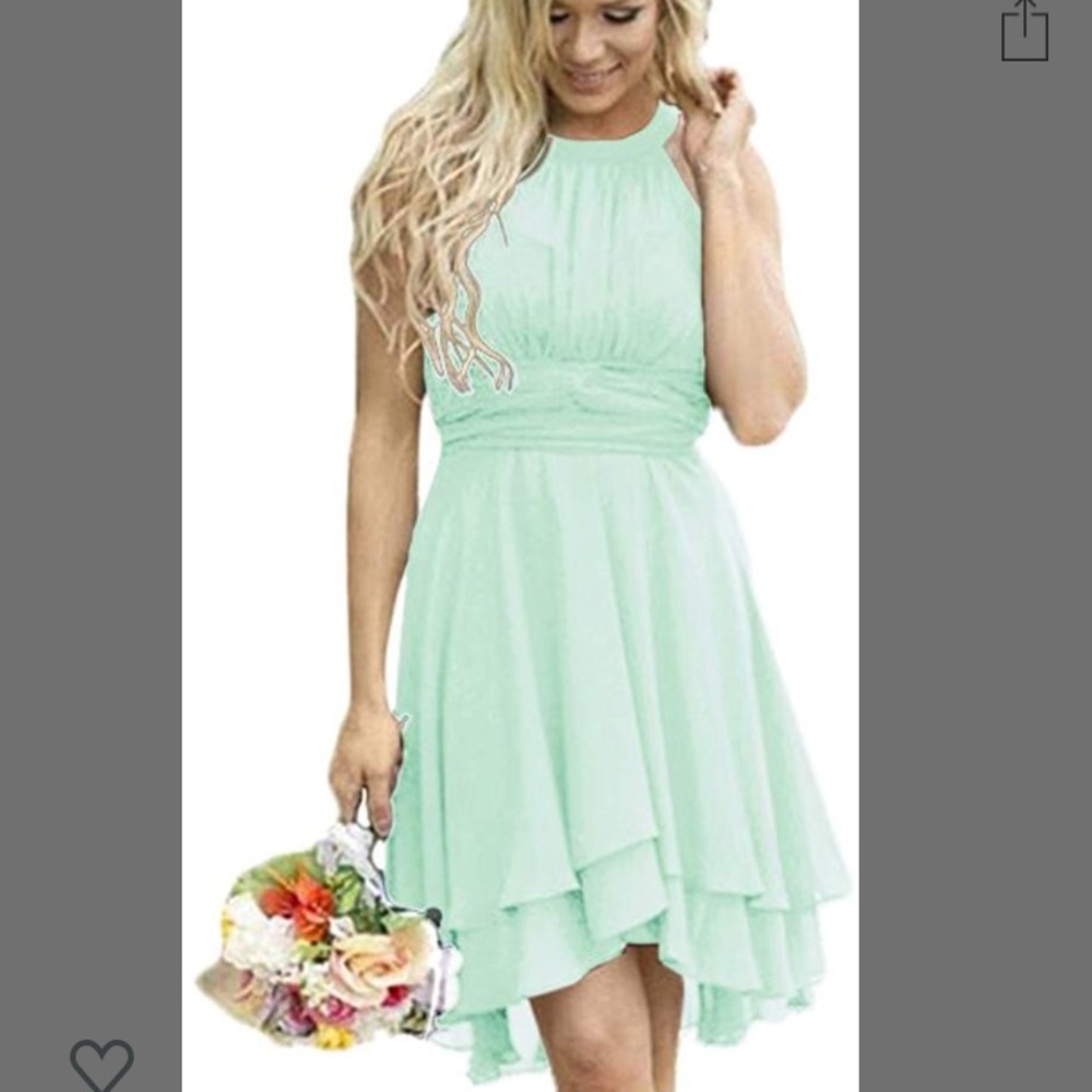High low country bridesmaid dress, mint green